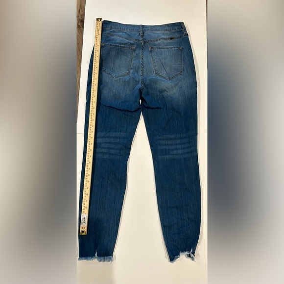 Kancan Buttonfly Skinny Jeans Medium Wash Distressed Hem 11/29 - Picture 8 of 9